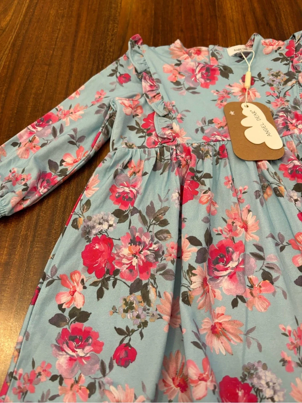 Angel Dear Blue Floral Long Sleeve Dress NWT
